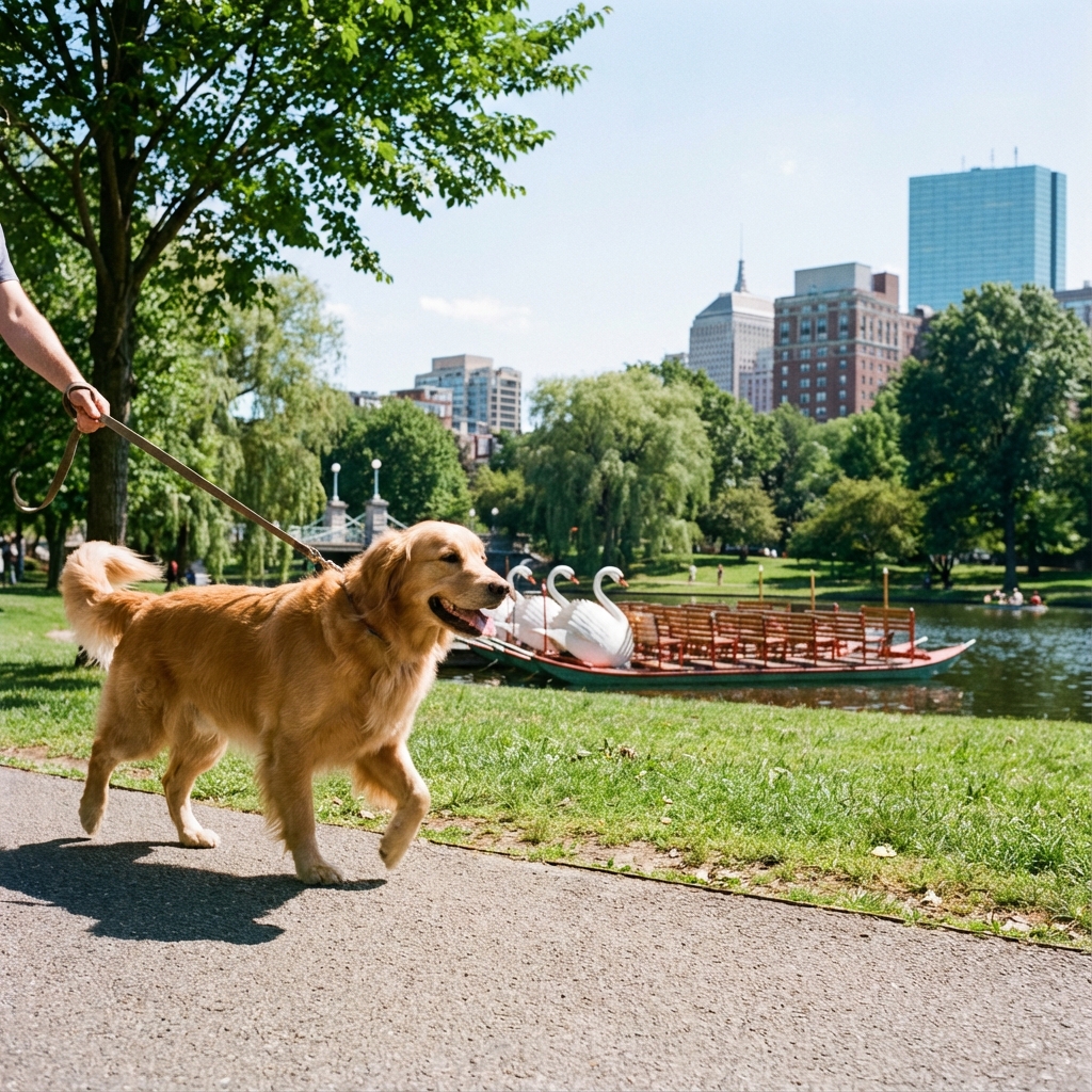 Happy dog in Boston Public Garden